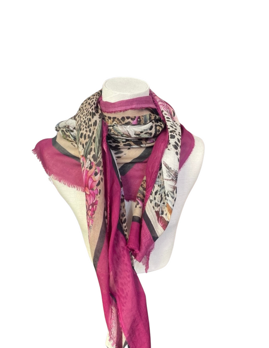 813 | Ottotredici | Floral and Animal Print Scarf