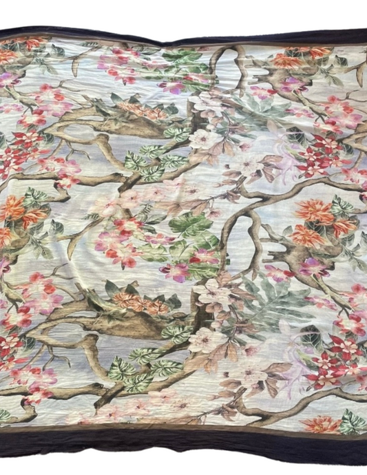 813 | Ottotredici | Black and Pink Floral Print Scarf