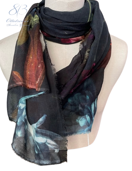 813 | Ottotredici | Black Floral Scarf