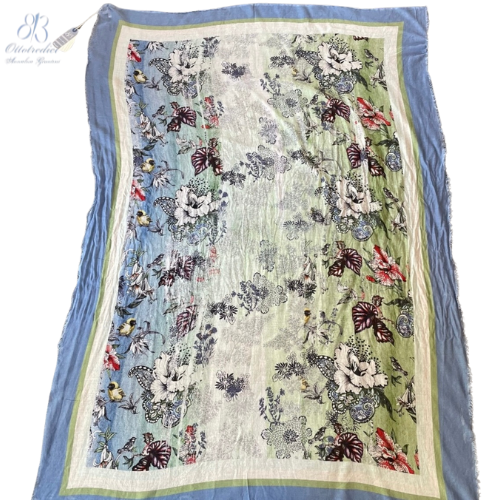 813 | Ottotredici | Blue and Green Floral Print Scarf