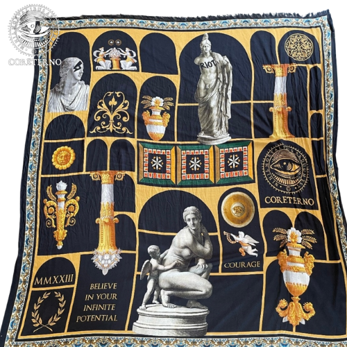 Coreterno | Black and Gold Romanesque Print Scarf
