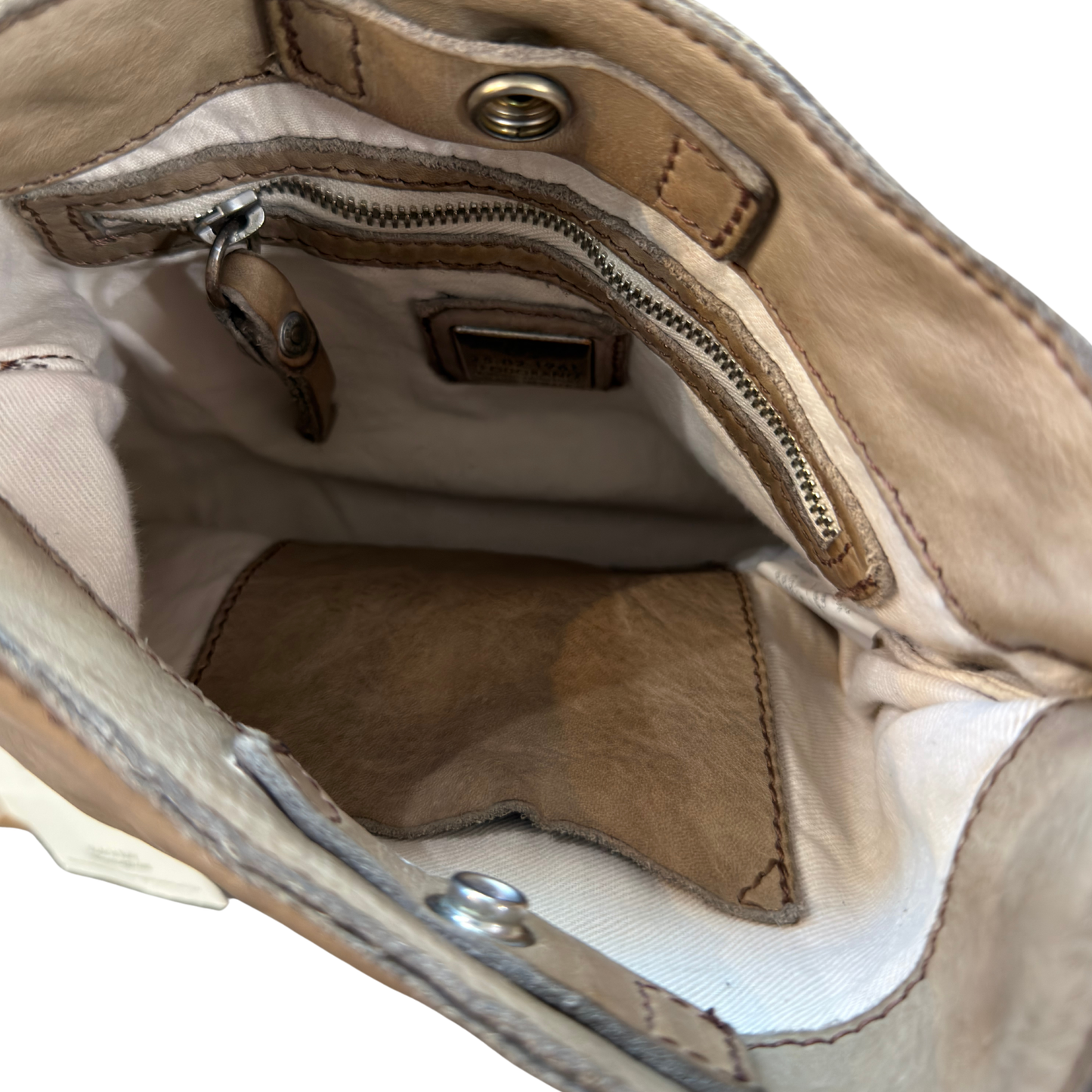 Beige Studded Campomaggi Saddle Bag