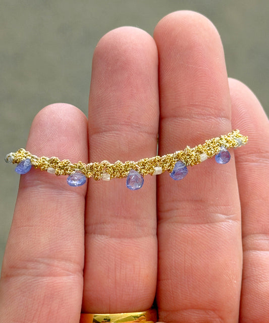 Dag Gioielli Gold/Silver with Lurex Diamonds and Tanzanite Drops Bracelet
