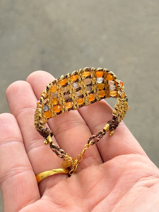 Dag Gioielli Gold/Silver with Lurex, Cornelian & Gold Moonstone Bracelet