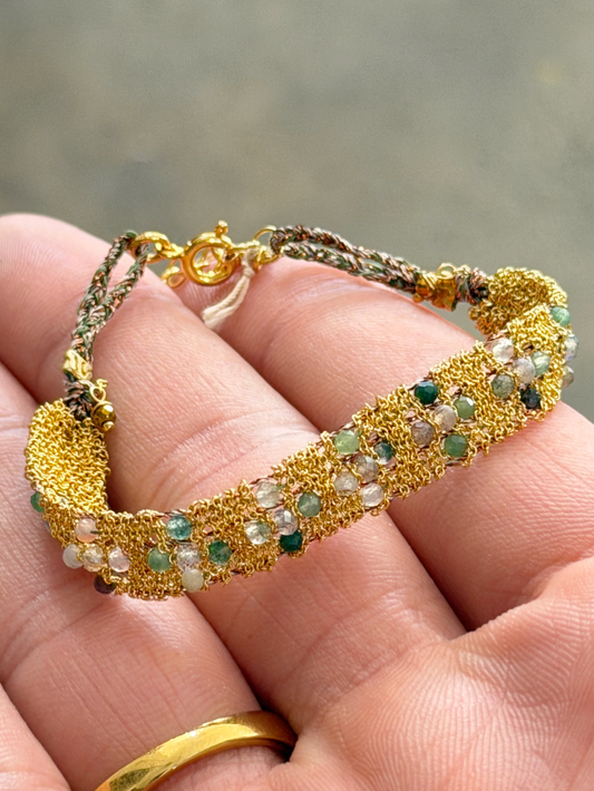 Dag Gioielli Gold/Silver Musky Agathe and Grey Labradorite Bracelet