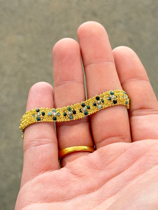 Dag Gioielli Gold/Silver Blue Tourmaline and Grey Labradorite Bracelet