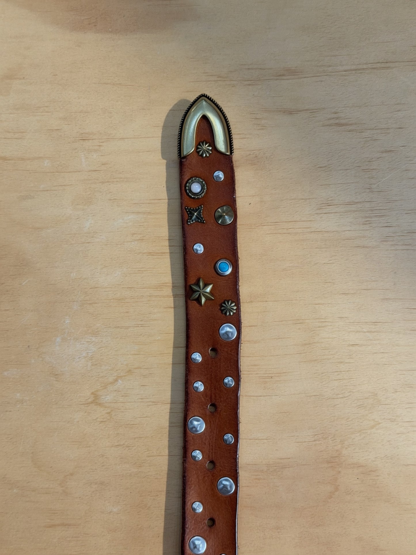 Campomaggi Leather Studded Belt in Cognac