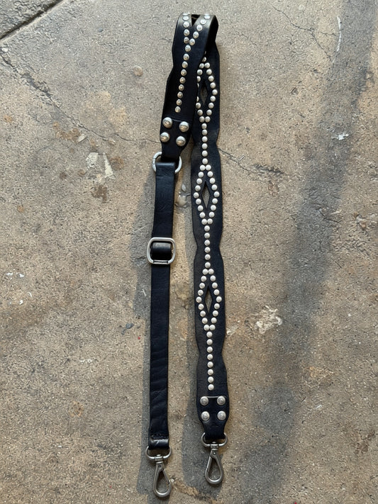Campomaggi Leather Studded Cross-Body Strap in Black