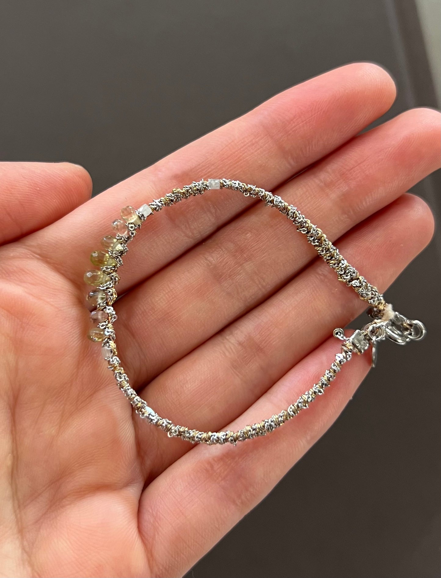 Dag Gold Woven Drop Gemstones Bracelet