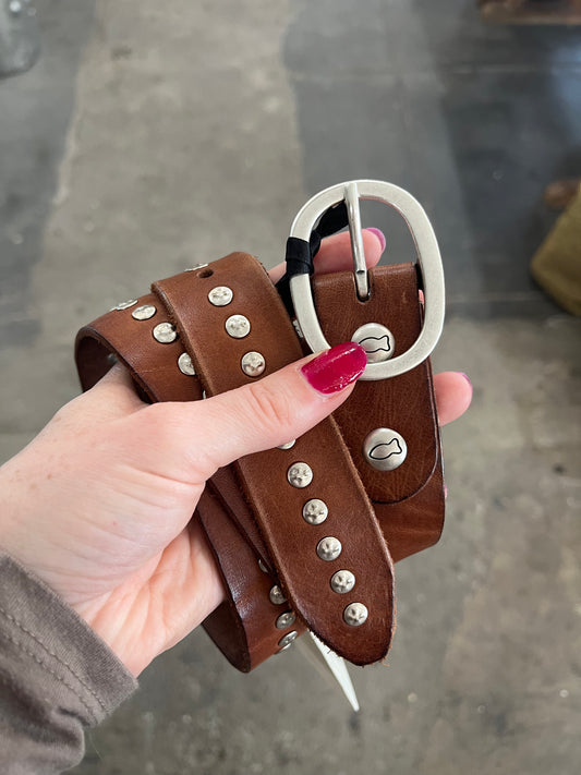 Campomaggi Brown Leather Studded Belt