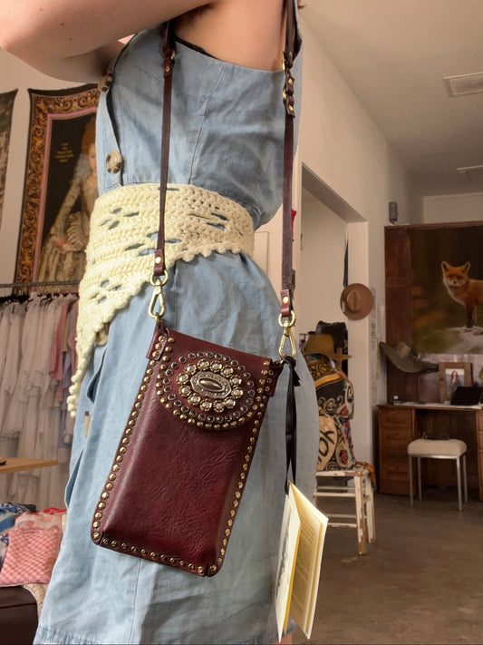 Campomaggi Embellished Leather Phone & Card Carrier