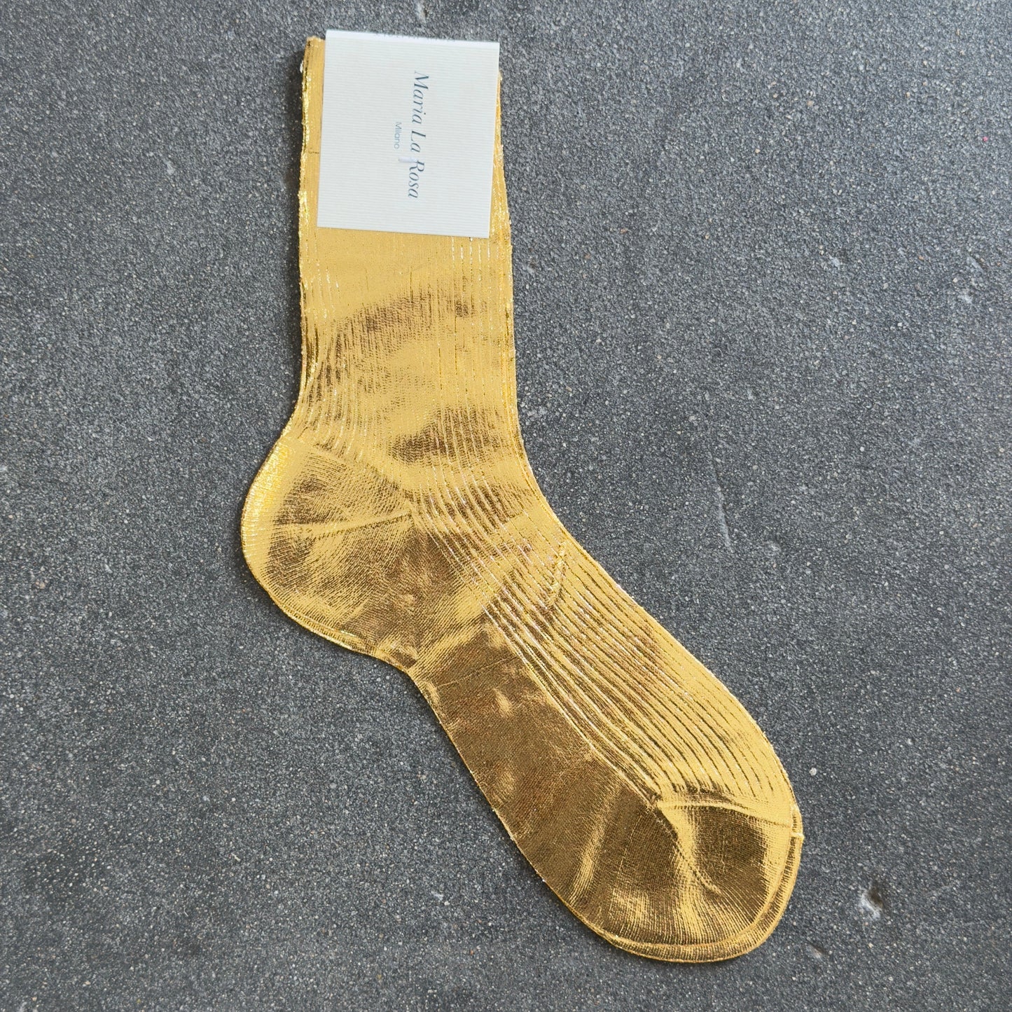 Maria La Rosa Laminated Silk Socks in Gold
