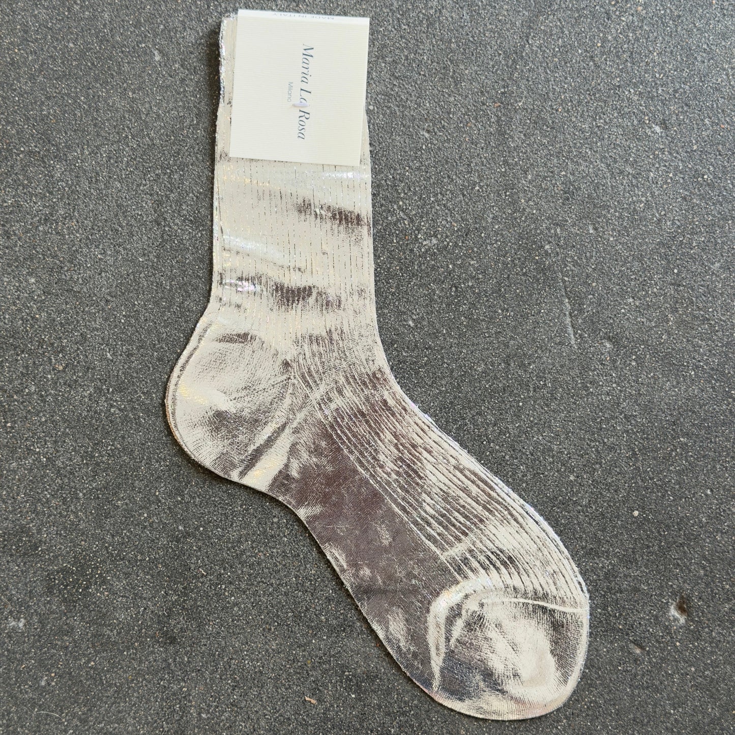 Maria La Rosa Laminated Silk Socks in Silver