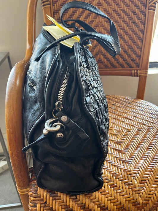 Campomaggi Woven Leather Bag in Nero