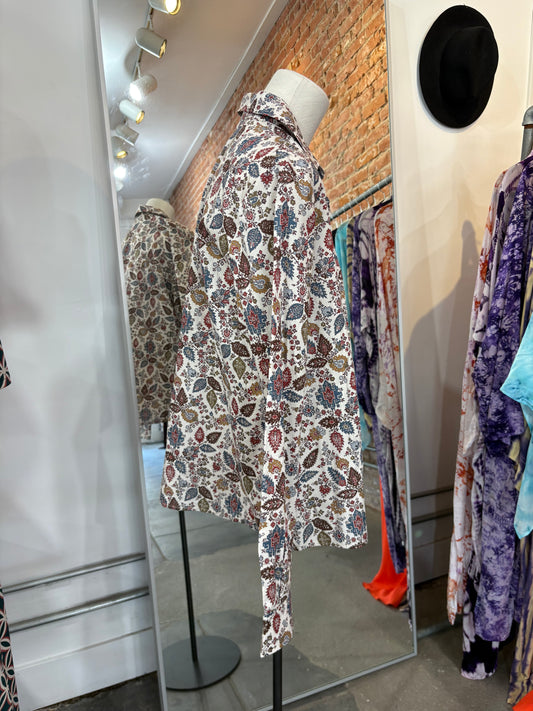 Miki Thumb Cotton Paisley Print Classic Shirt
