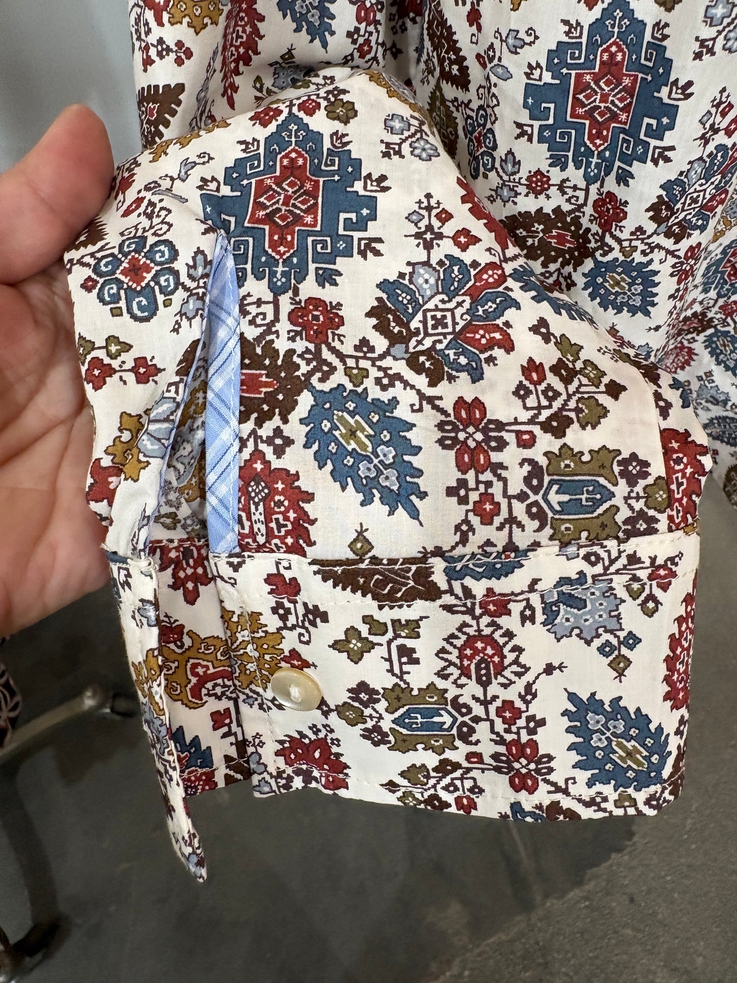 Miki Thumb Cotton Paisley Print Classic Shirt