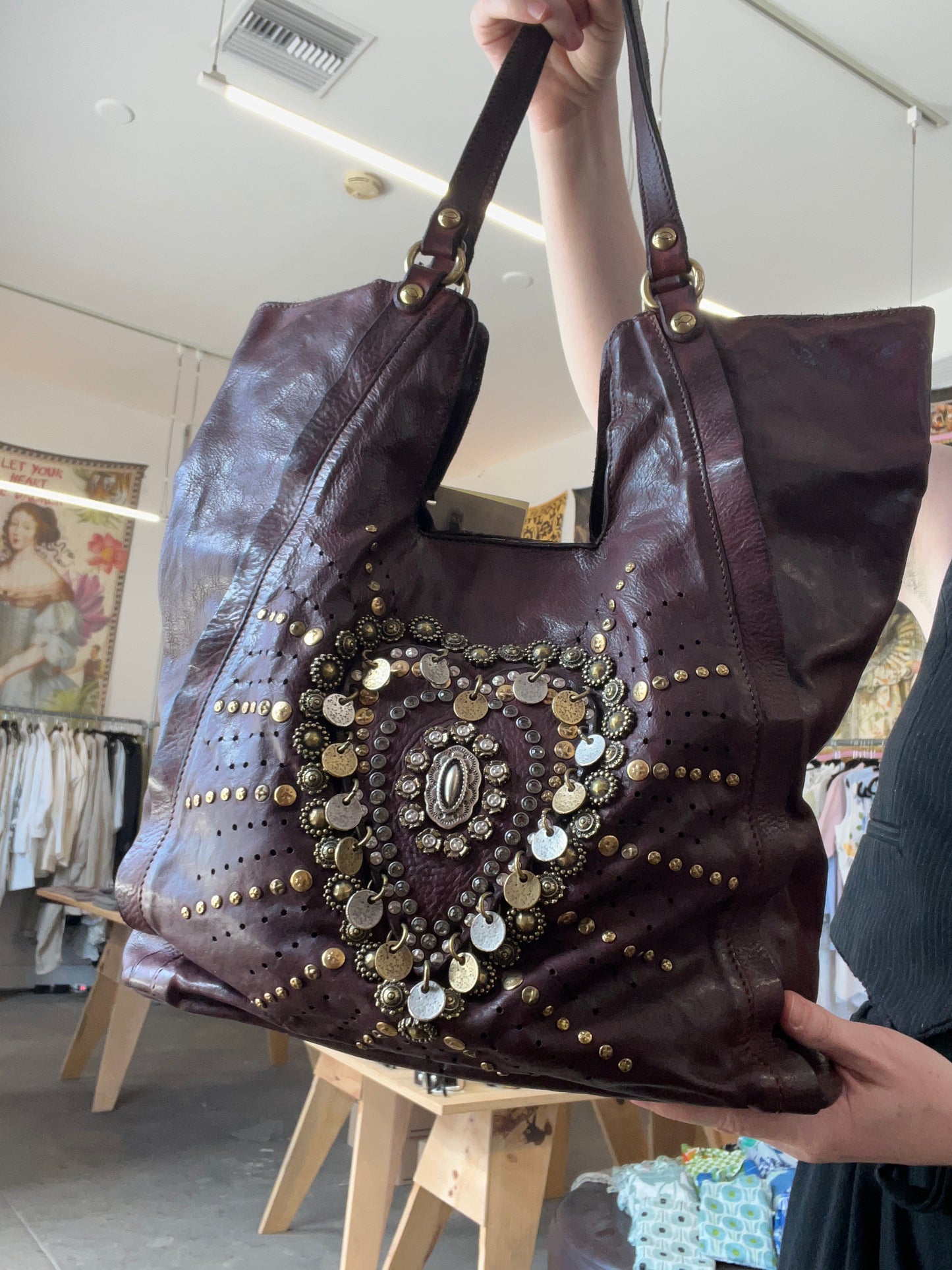 Campomaggi Embellished Tote in Vinaccia