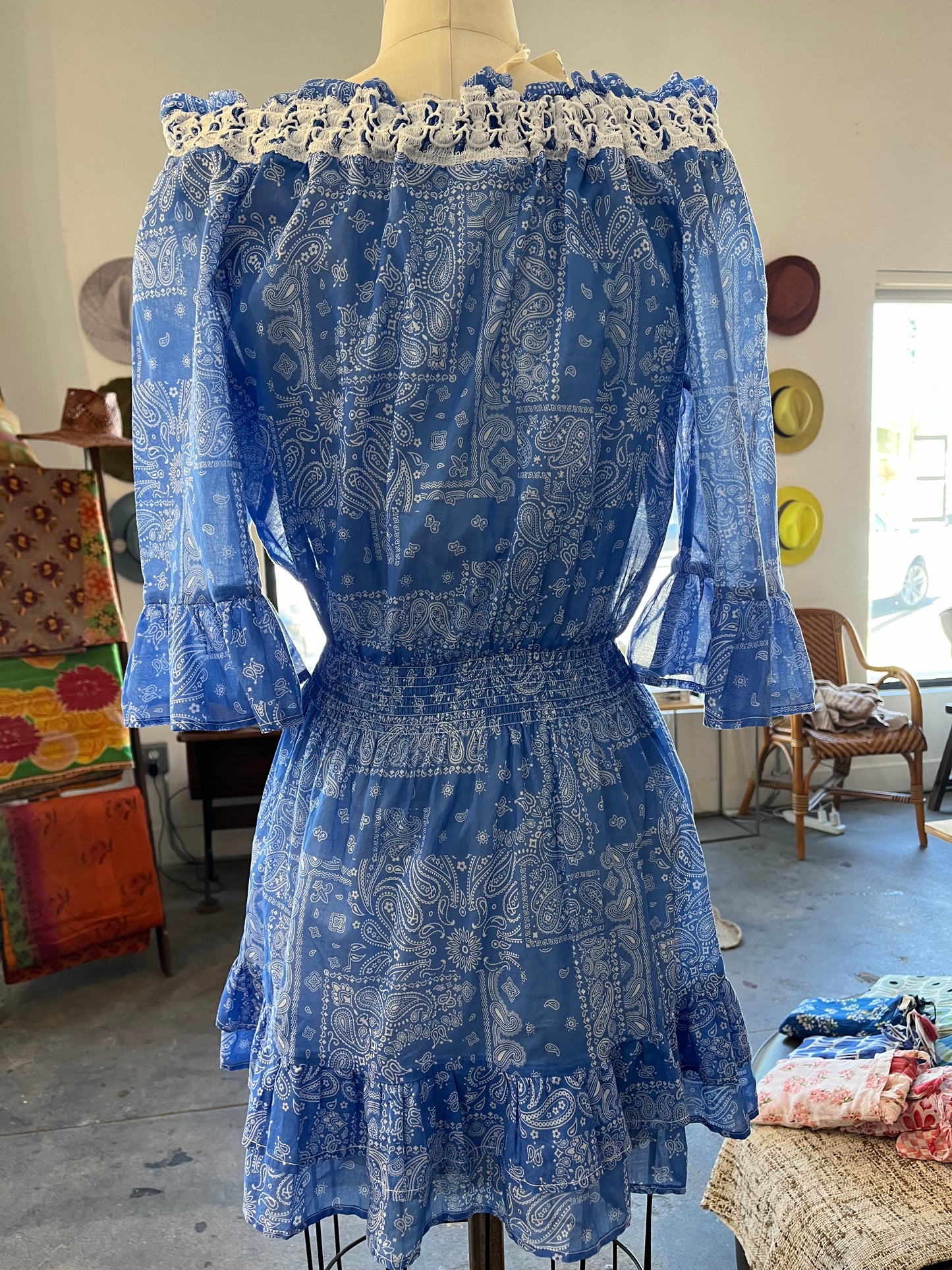 Temptation Positano Caramella Bandana Dress in Blue