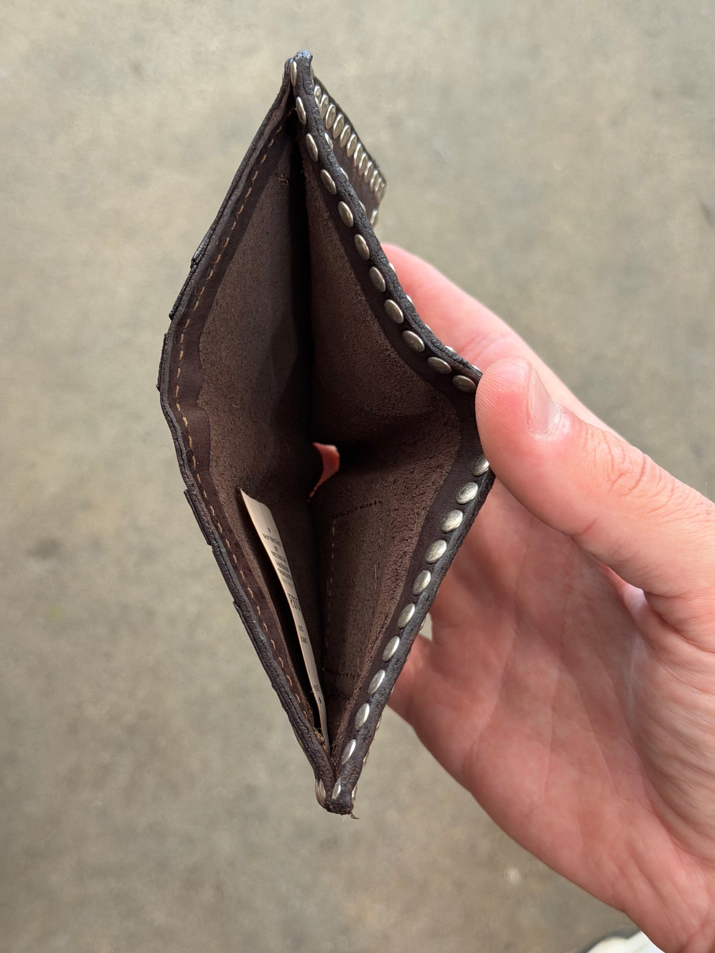 Campomaggi Leather Studded Bifold Wallet in Moro
