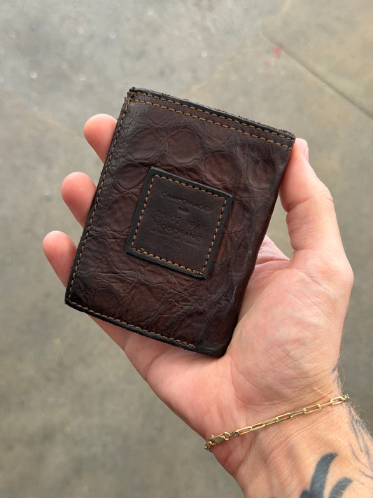 Campomaggi Leather Embossed Bifold Wallet in Moro