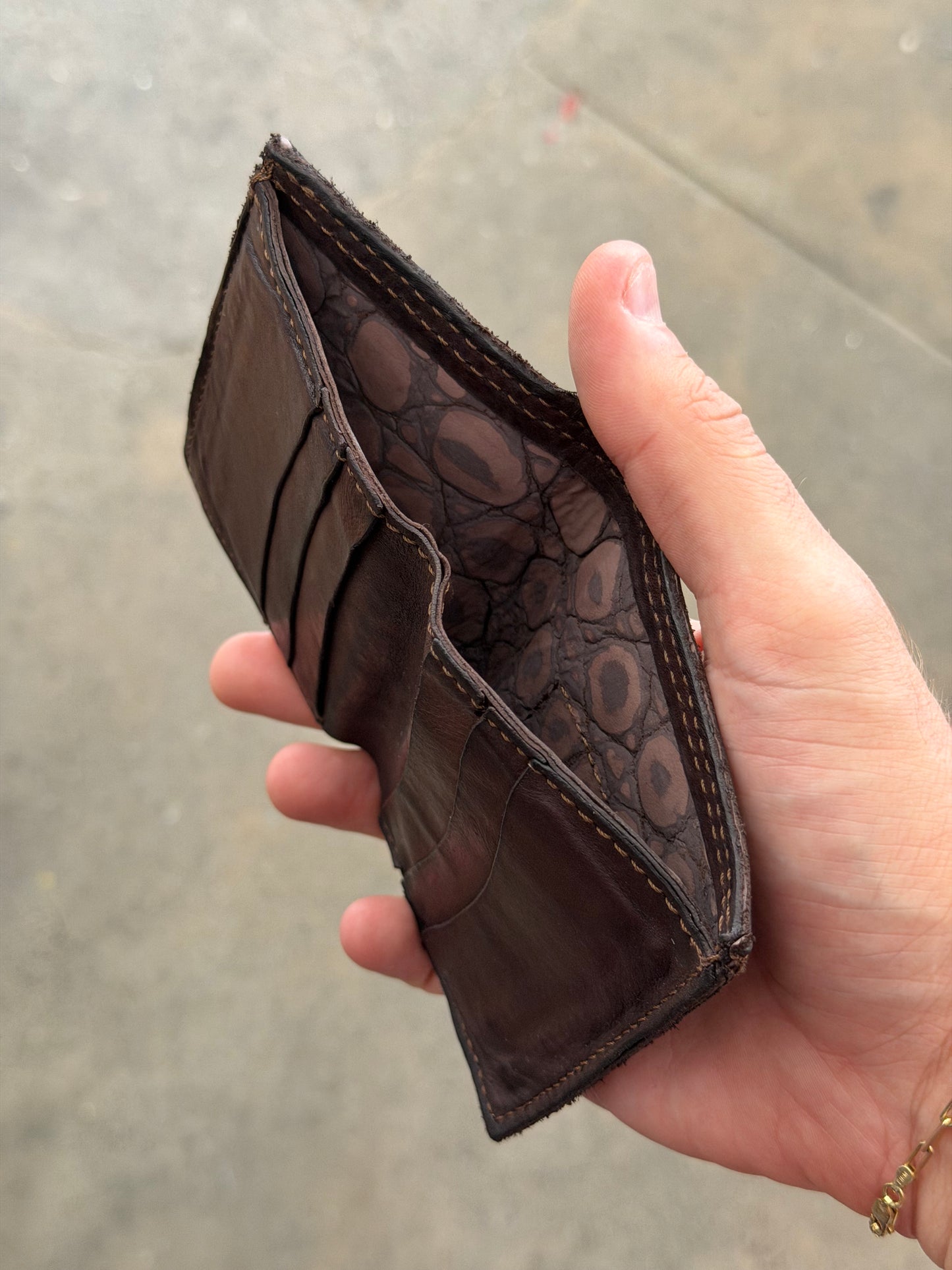 Campomaggi Leather Embossed Bifold Wallet in Moro