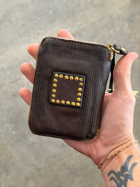 Campomaggi Leather & Laser Engraved Zip Bifold Wallet in Moro