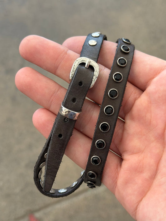 Campomaggi Leather Studded Wrap Bracelet in Grigio