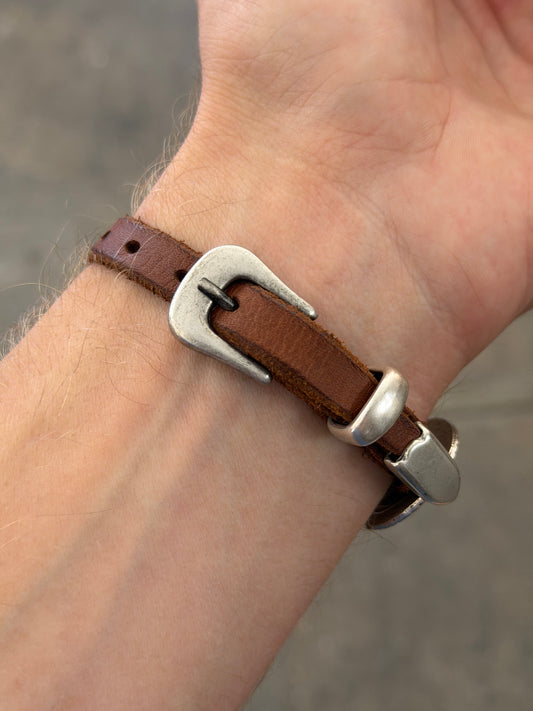 Campomaggi Leather Embellished Bracelet in Cognac