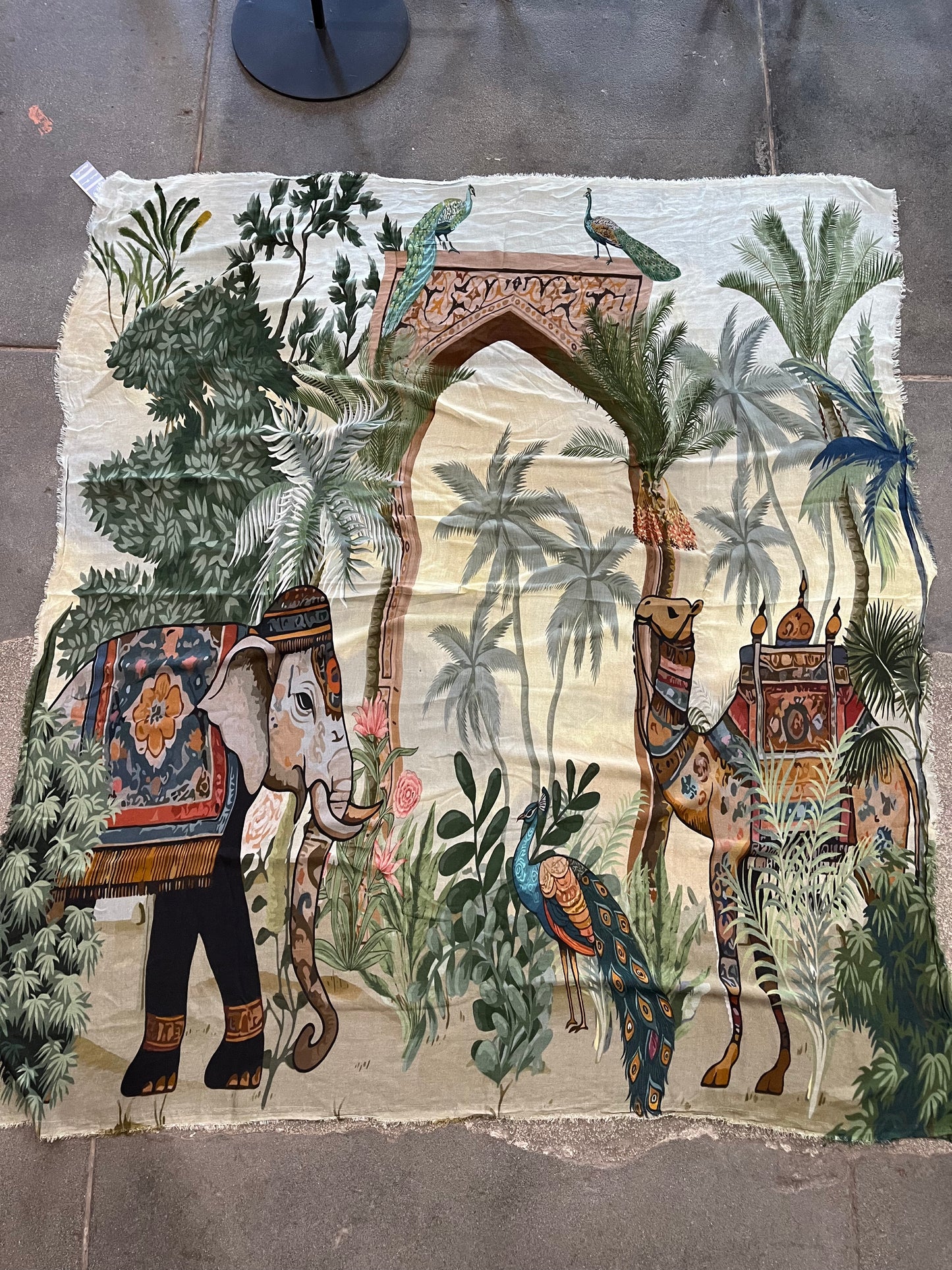 813 Ottotredici Scarf - Elephant, Peacock, Camel