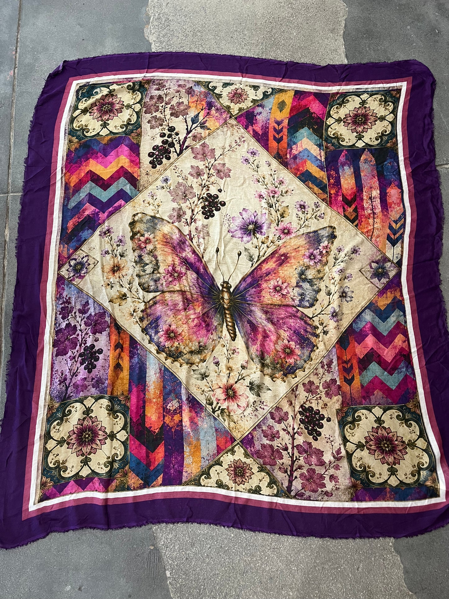 813 Ottotredici Purple Butterfly Scarf