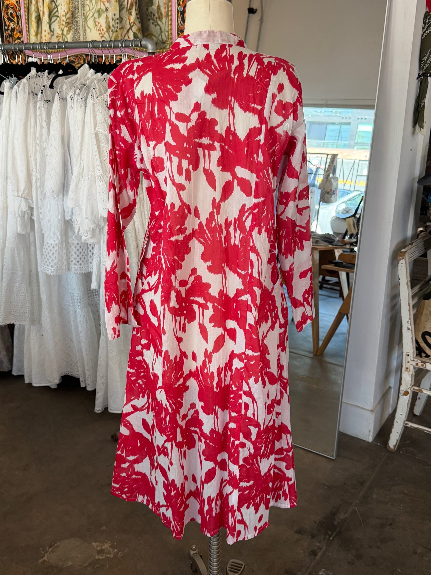 Nimbu Long Sleeve Anushka Midi Dress in Scilla Coral