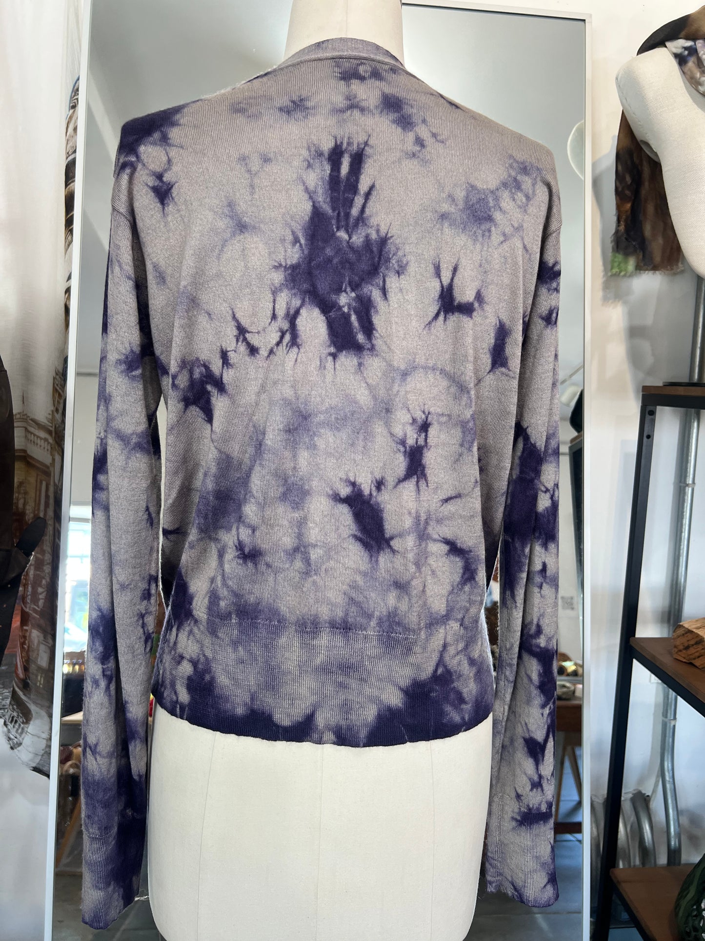 Parker Blue Cashmere Button Down V neck Sweater