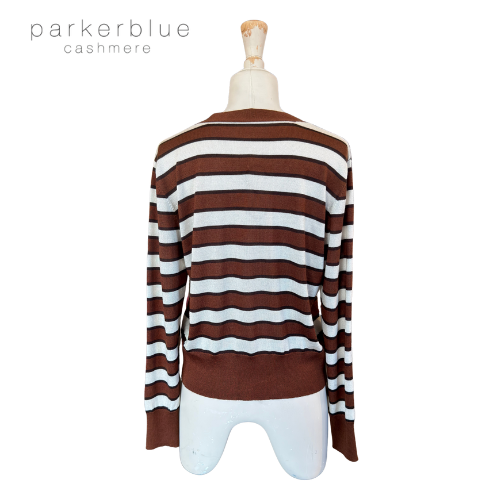 Parker Blue Striped Cashmere Cardigan