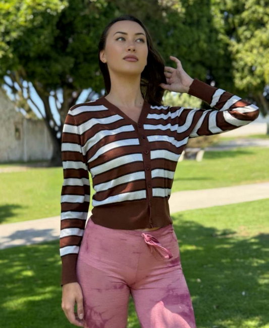 Parker Blue Striped Cashmere Cardigan