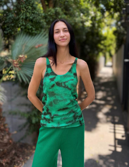 Parker Blue Ribbed Cashmere Tank Top