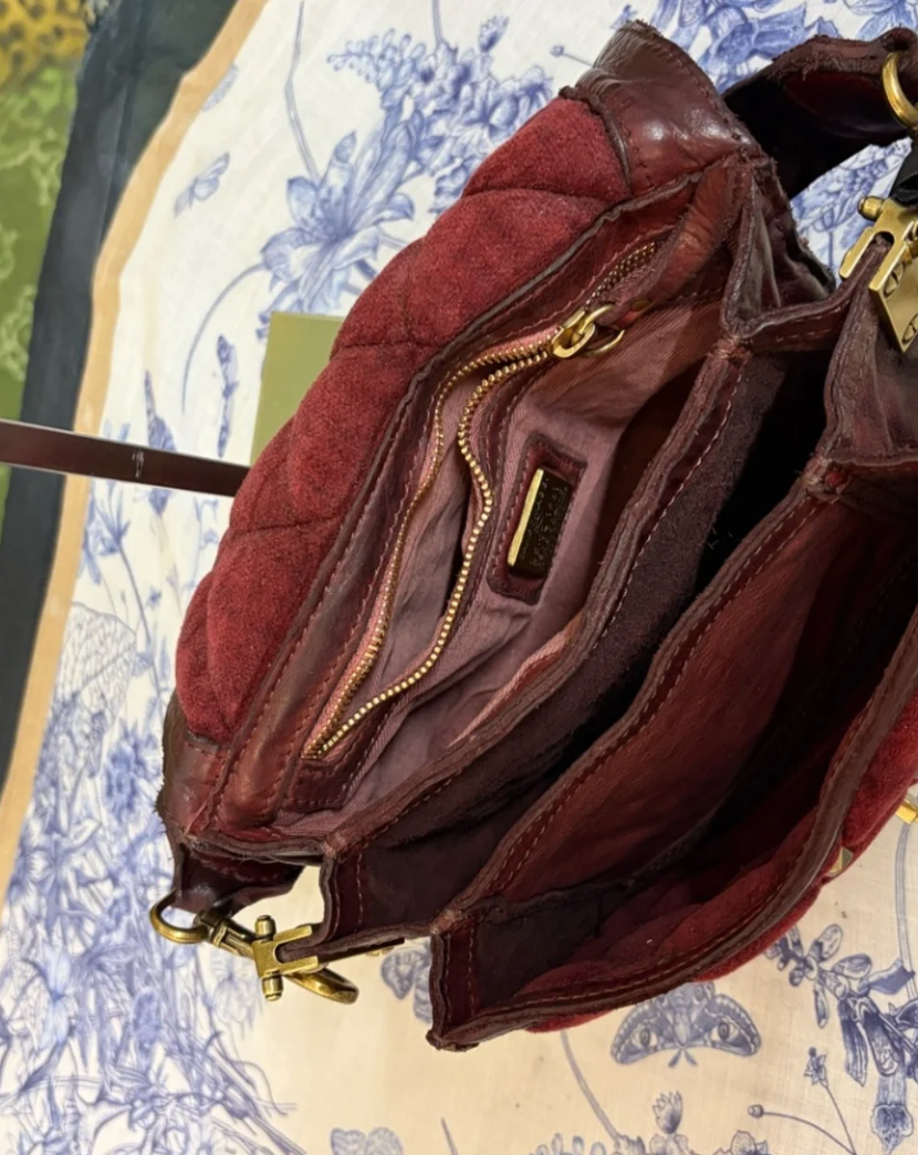 Campomaggi Agnese Gold Studded Bag in Bordeaux