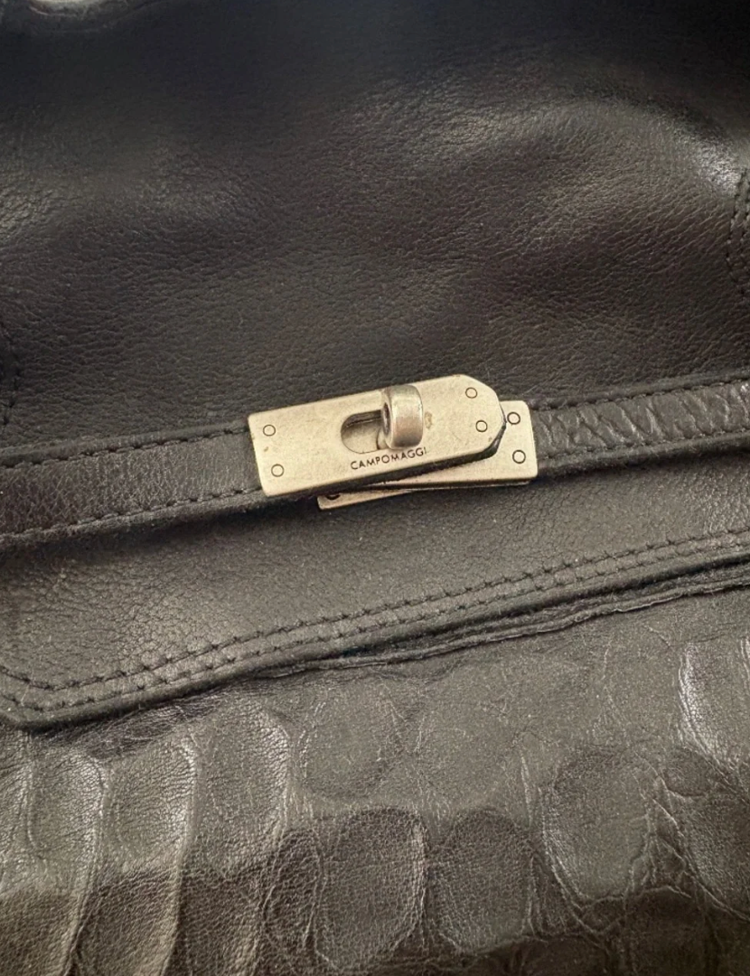 Campomaggi Larice Shopping Embossed Leather Bag in Black