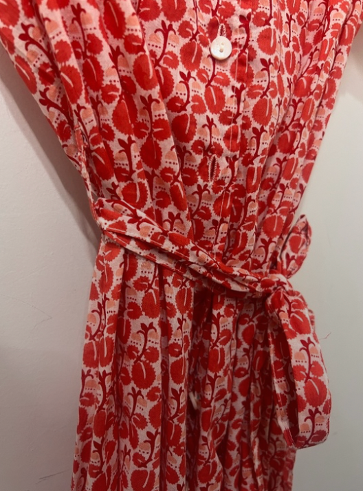 Nimbu Short Button Down Midi Dress in Coral