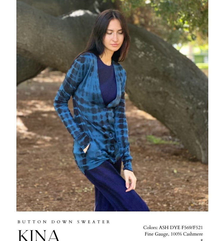 Parker Blue Cashmere Kina Button Down Sweater