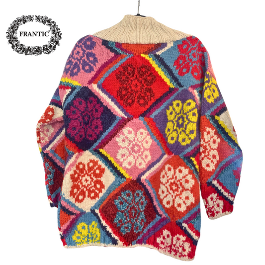 Frantic Blossom Zip Up Sweater