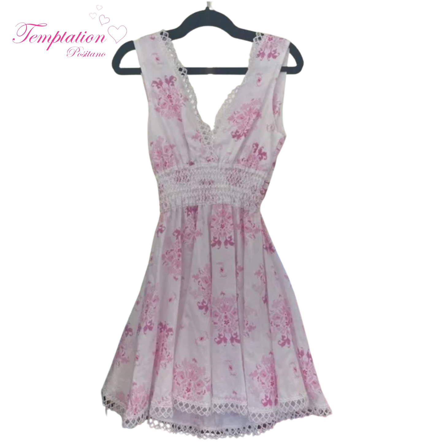 Temptation Positano Gambia Backless Mini Dress in White Pink