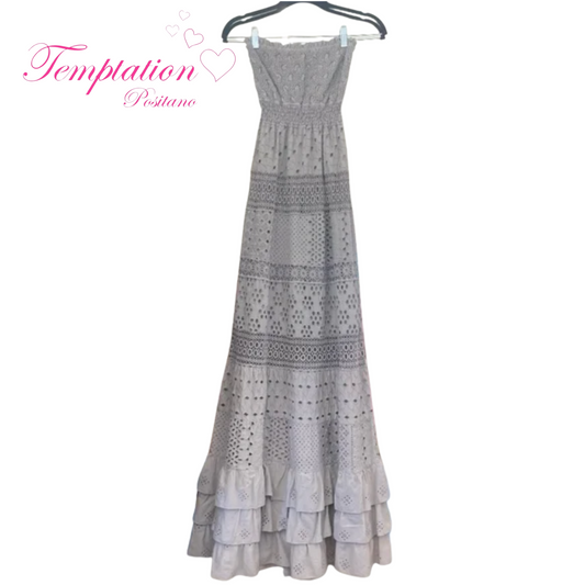 Temptation Positano Adige Strapless Maxi Dress in Pearl Grey