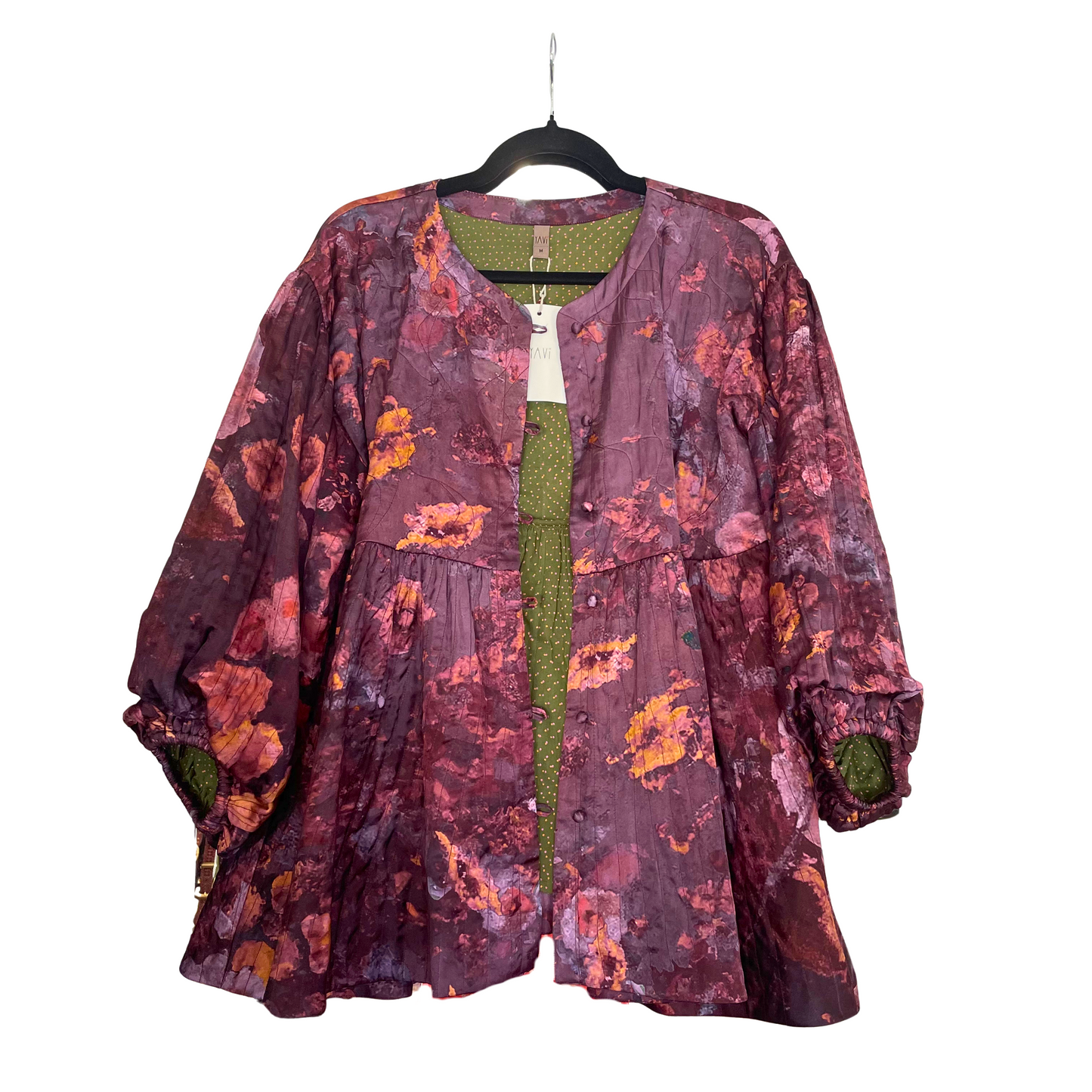 Yavi Purple Floral Puffed Sleeve Jacket