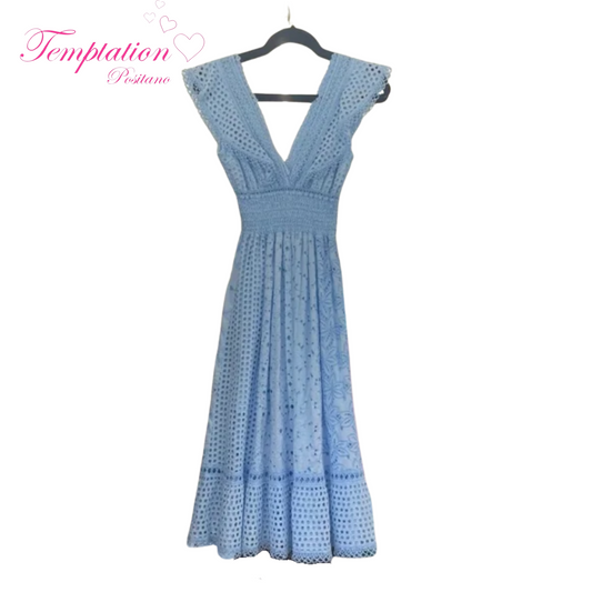 Temptation Positano Arno Midi Dress in Cielo