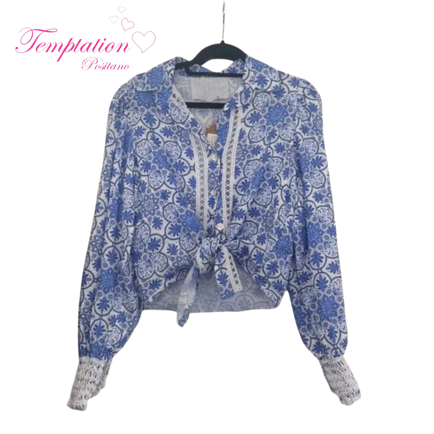 Temptation Positano Nocella Button Up in Summer Blue