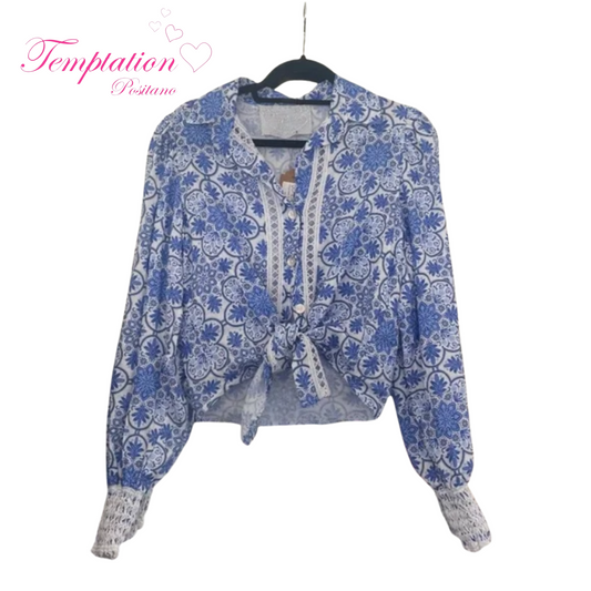 Temptation Positano Nocella Button Up in Summer Blue