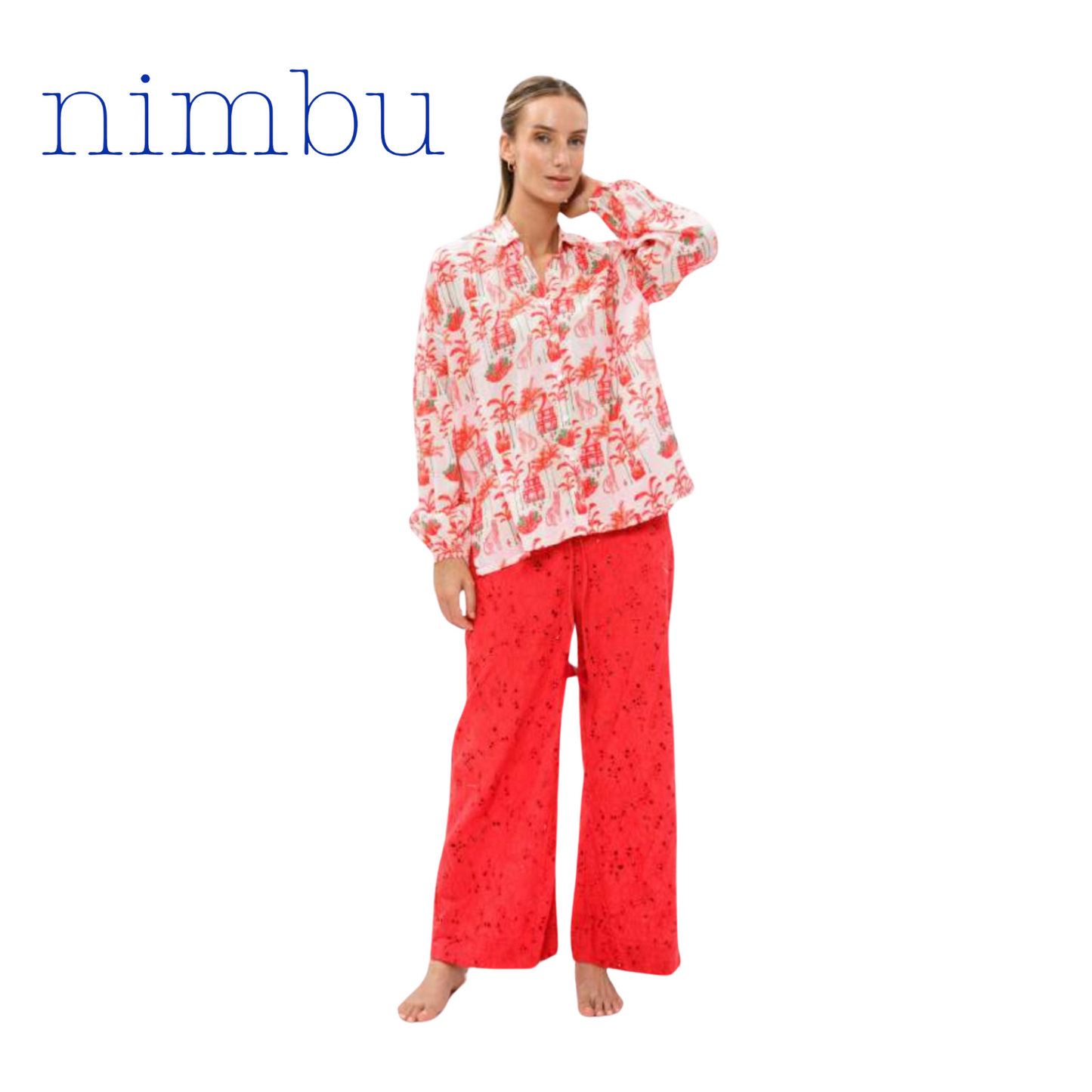 Nimbu Naya Button Up in Chita Red