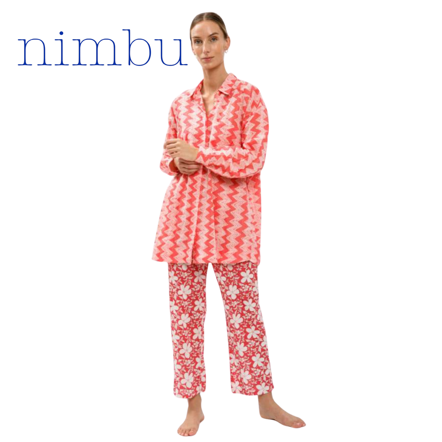 Nimbu Zuona Button Up In Shibory Rose