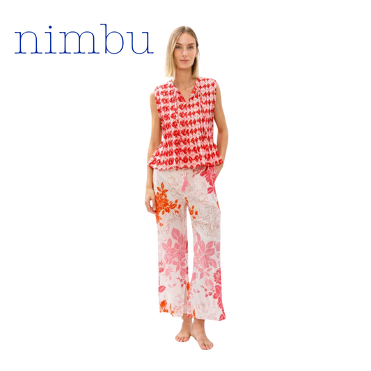 Nimbu Tulsi Top in Ikat Red