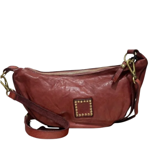 Campomaggi Crossbody Bag with Woven Detailing in Borgogna